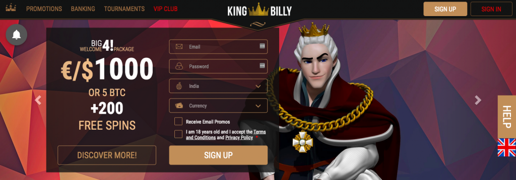 Kingbilly Casino Добро пожаловать бонус