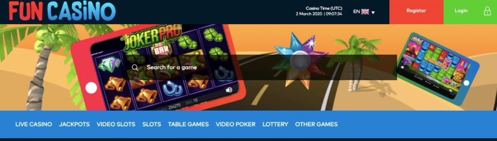 Веселая скриншот домашней страницы казино