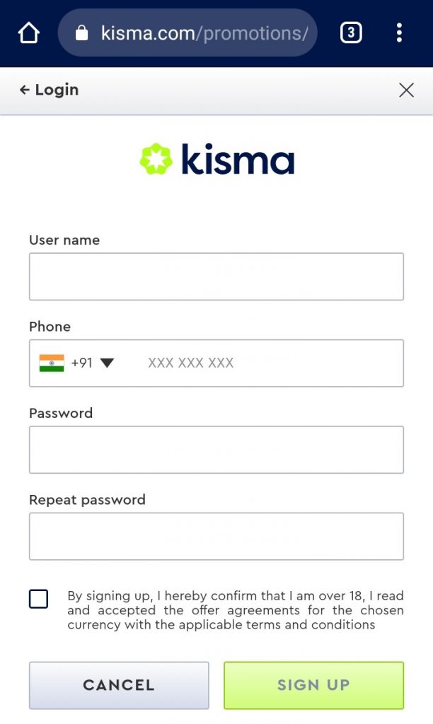 Зарегистрируйтесь и входите в систему процесса Kisma