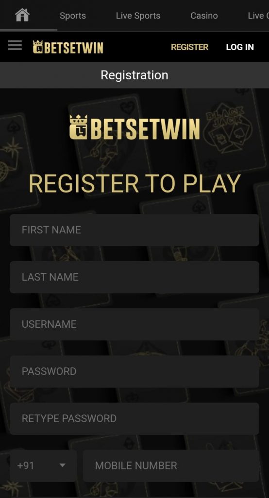 Регистрация BetSetwin
