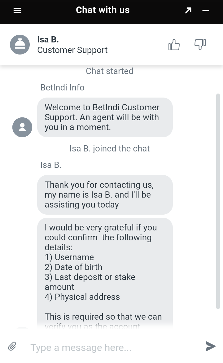 Поддержка клиентов в Betindi